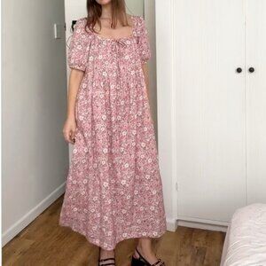 Oak Meadow Ivy Smock Midi Dress - Rosewood Floral